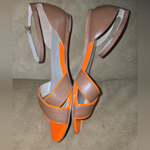 Boden Orange & Brown Ankle Strap Flat Leather Sandals Size (39) 8M US - Picture 11 of 14